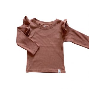 Longsleeve - RUFFLE Klei roze rib