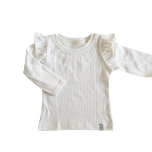 Longsleeve - RUFFLE Ecru rib