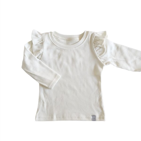 Longsleeve - RUFFLE Ecru rib
