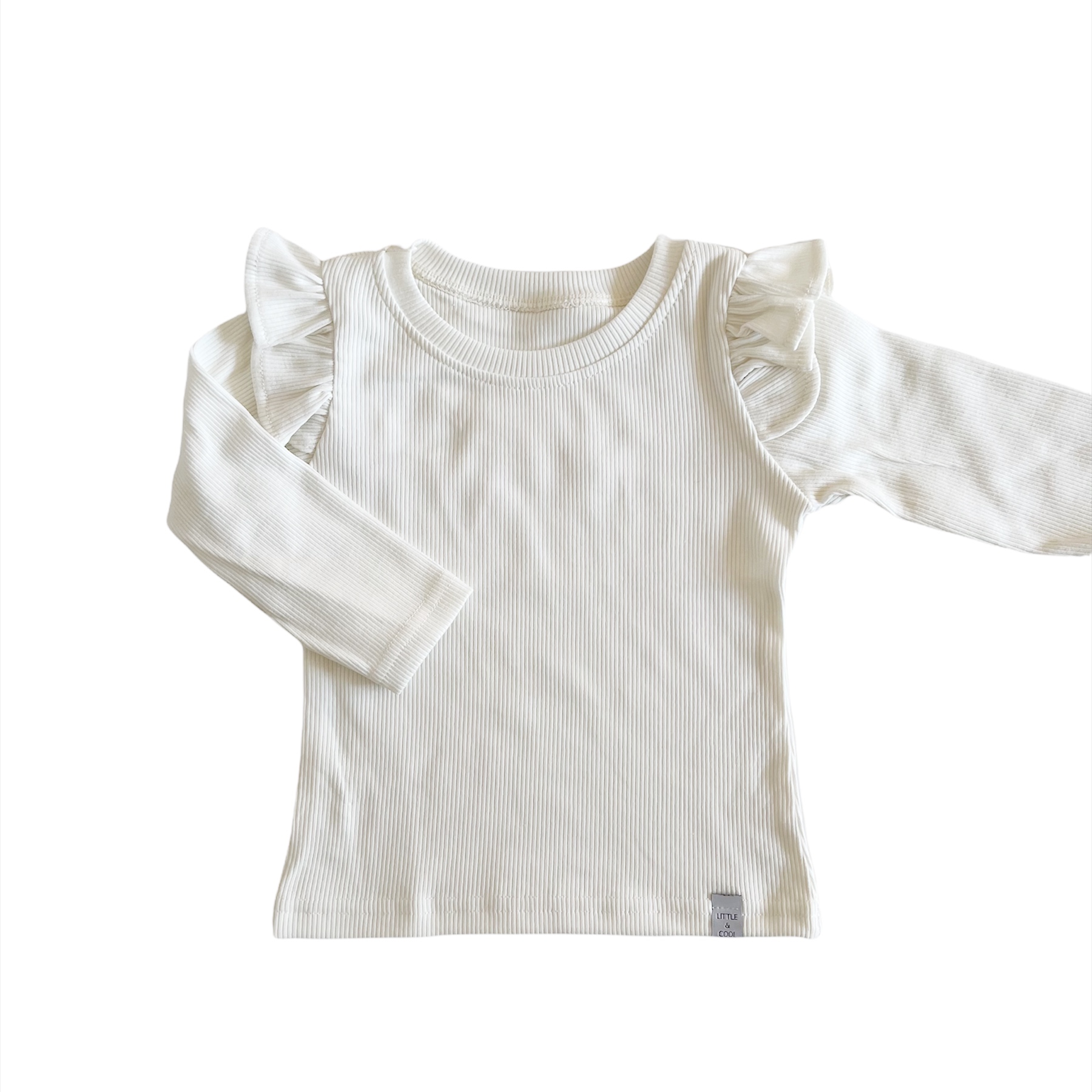 Longsleeve - RUFFLE Ecru rib - 86/92
