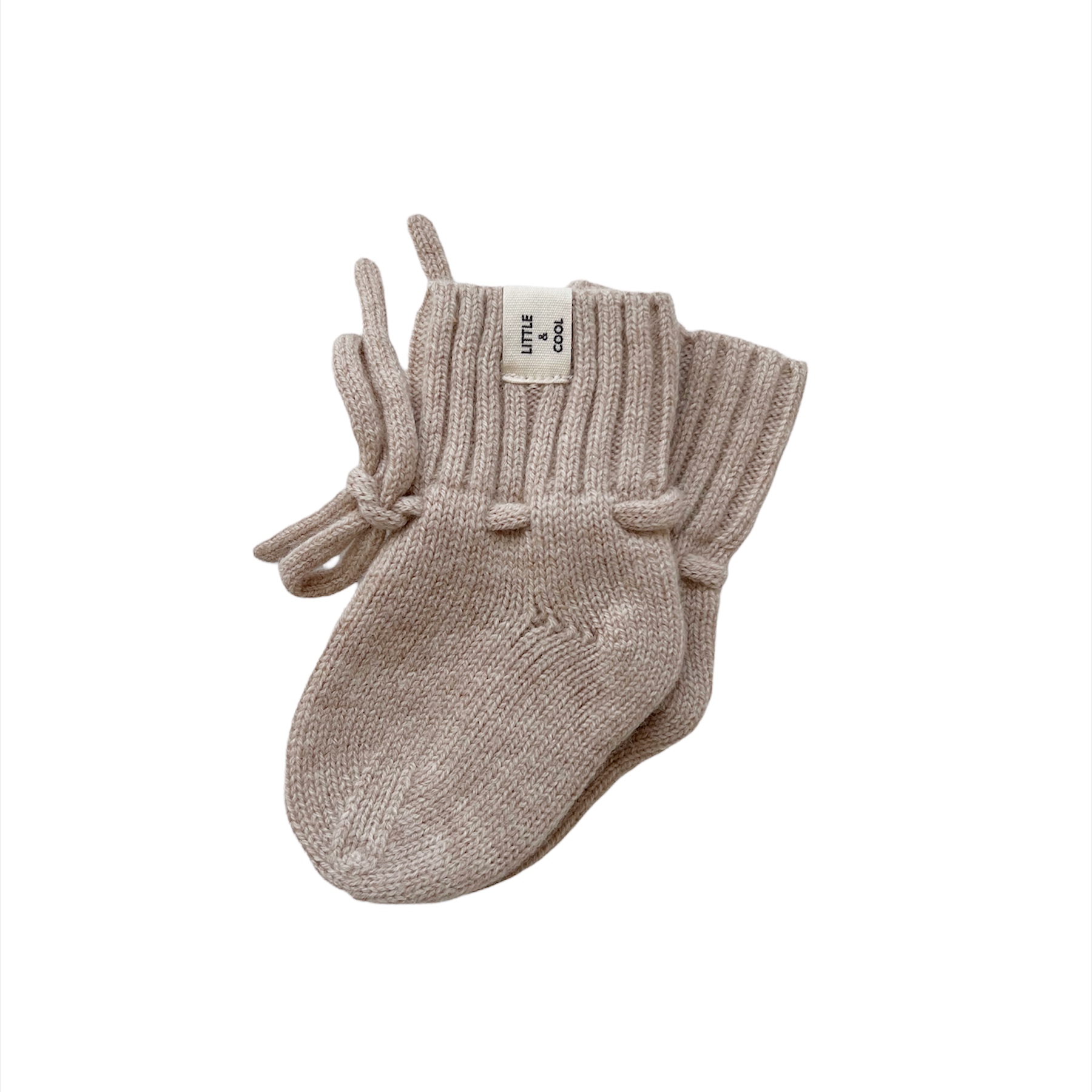 Litte and cool Merino wol Babysokjes Sand