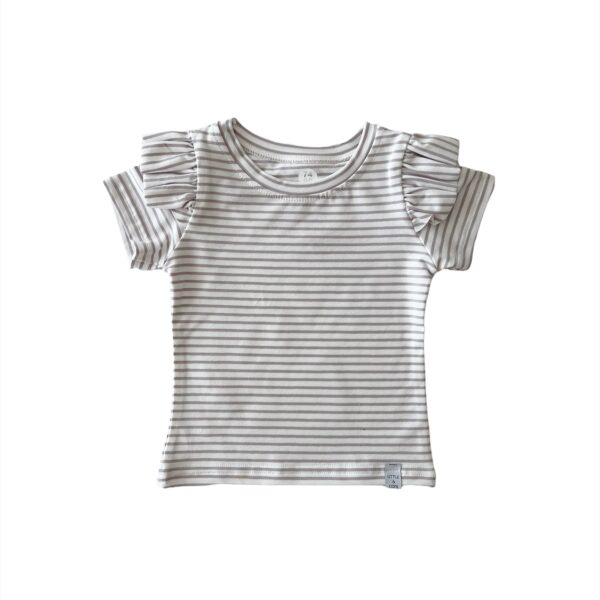 Shirt - Ruffle lila streep 50/56 en 62/68