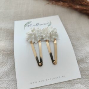 White flower clip groot (2 stuks)