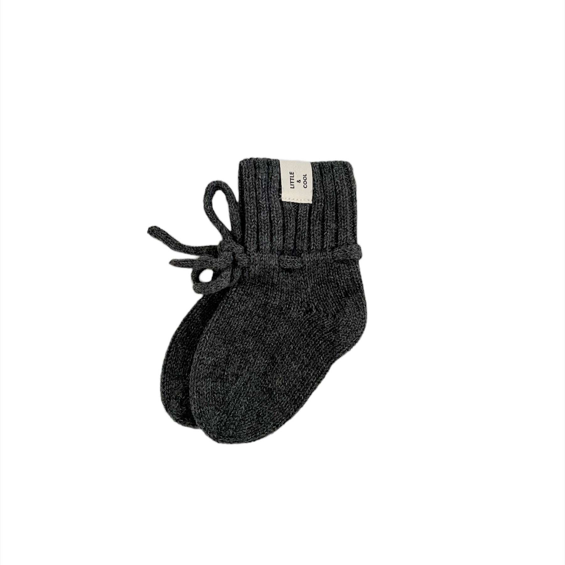 Little and Cool merino wol Babysokjes dark grey