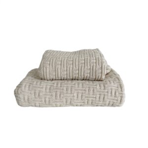 Wieg-/ledikantdeken Gebreid Ecru  checks blanket