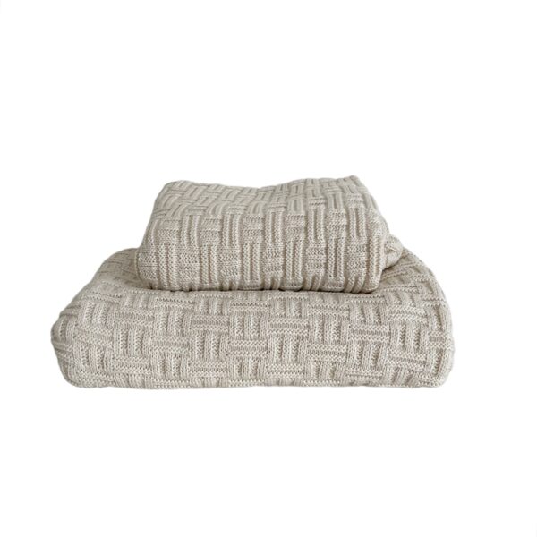 Wieg-/ledikantdeken Gebreid Ecru  checks blanket