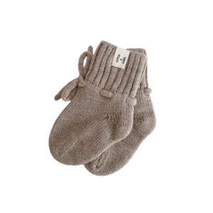 Litte and cool Merino wol Babysokjes Taupe