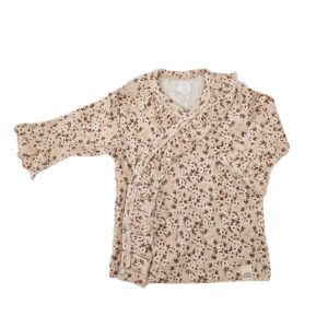 Longsleeve - overslag ruffle rib flower bomb beige