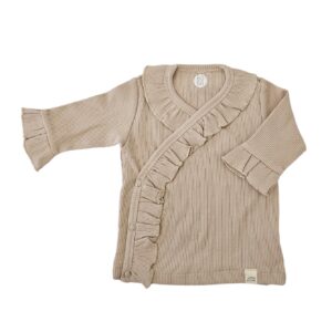 Longsleeve - overslag ruffle rib sand