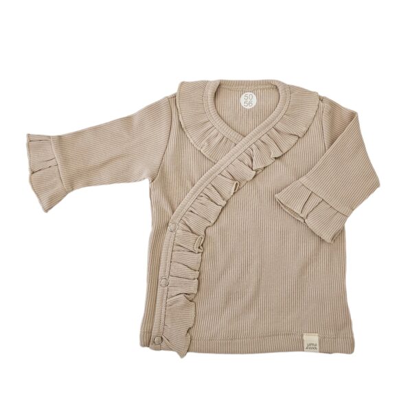 Longsleeve - overslag ruffle rib sand