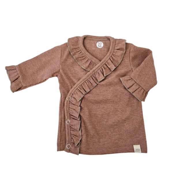 Longsleeve - overslag ruffle rib old pink melange
