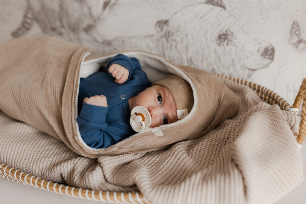 Badcape/Wikkeldoek Rib Taupe bamboe - Afbeelding 4