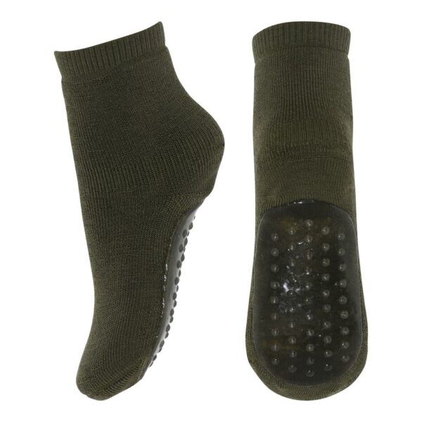 Wool socks - anti-slip - Ivy Green