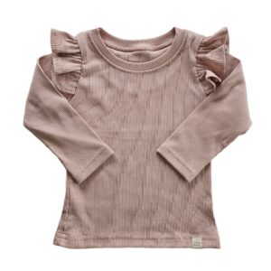 Longsleeve - RUFFLE rib nude roze