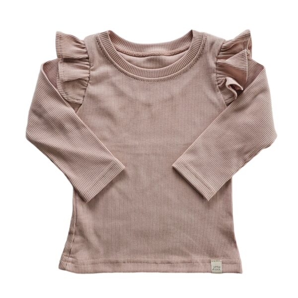 Longsleeve - RUFFLE rib nude roze