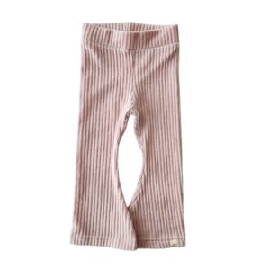 Flared - Rib velours soft pink nude roze