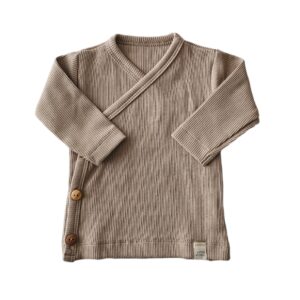 Longsleeve - overslag rib dark beige