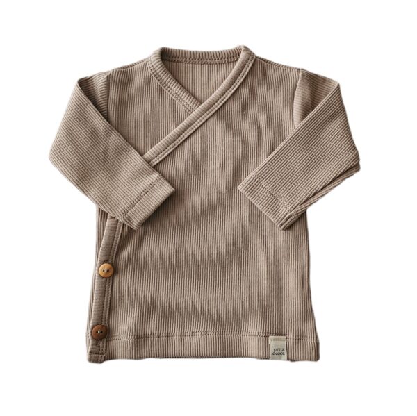 Longsleeve - overslag rib dark beige