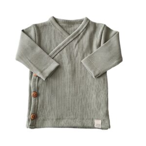 Longsleeve - overslag Dusty Green rib