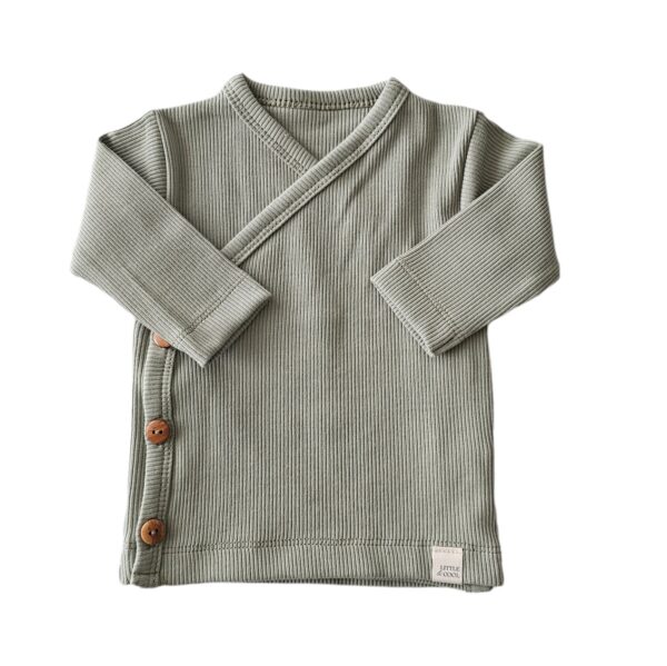Longsleeve - overslag Dusty Green rib