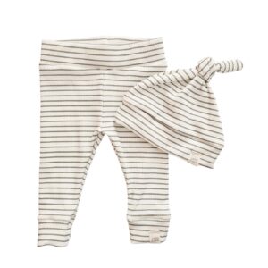 Newborn set -  Rib streep khaki