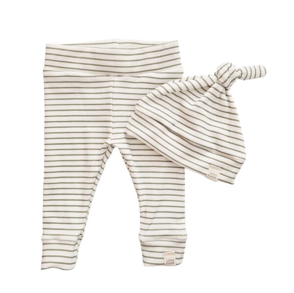 Newborn set -  Rib streep khaki