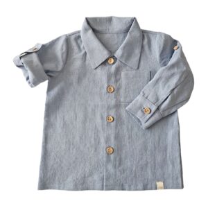 Blouse Mees linnen blauw