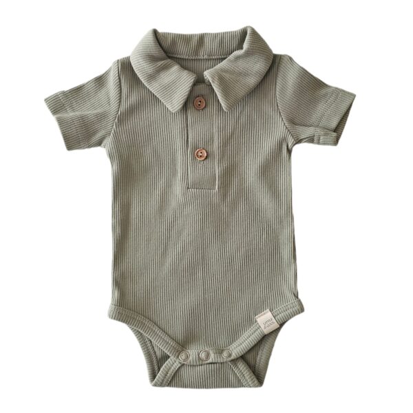 Romper korte mouw - Polo rib  dusty green