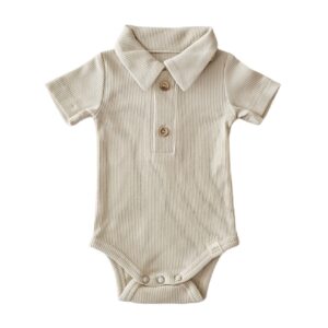 Romper korte mouw - Polo rib naturel