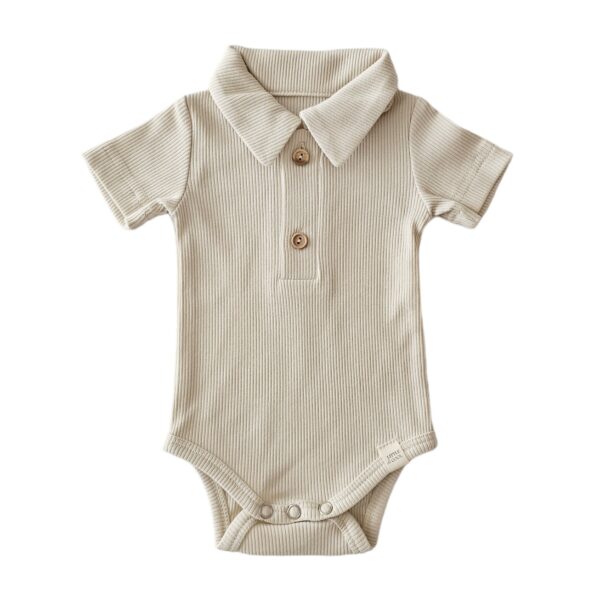 Romper korte mouw - Polo rib naturel