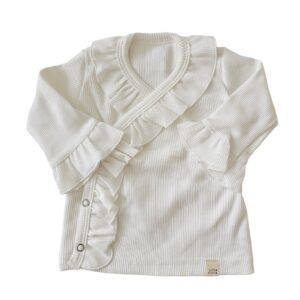 Longsleeve - overslag ruffle rib ecru