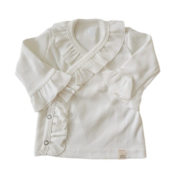 Longsleeve - overslag ruffle rib ecru