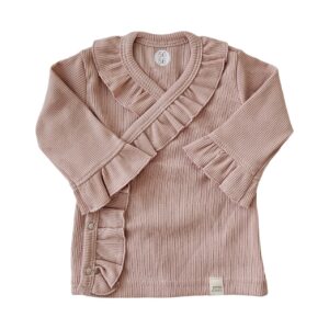 Longsleeve - overslag ruffle nude roze