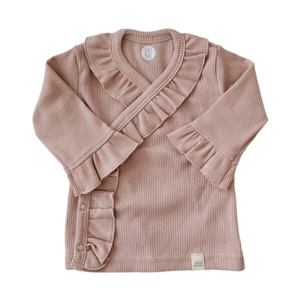 Longsleeve - overslag ruffle nude roze