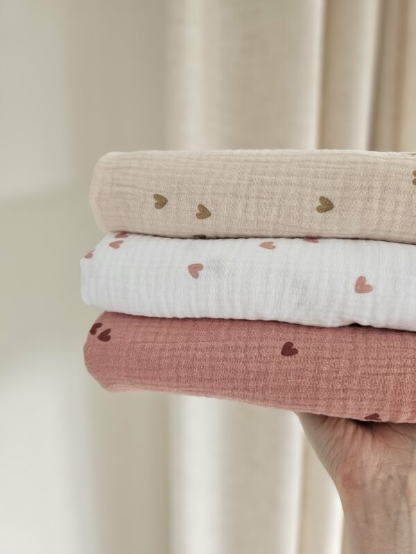 Swaddle - hartjes ecru - Afbeelding 4