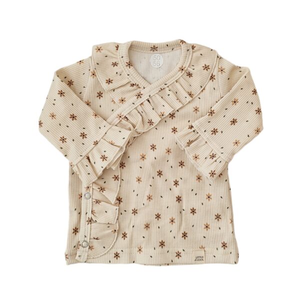 Longsleeve - overslag ruffle Starflowers rib