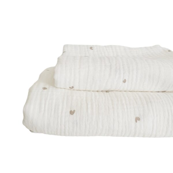 Swaddle -  mini hartjes ecru