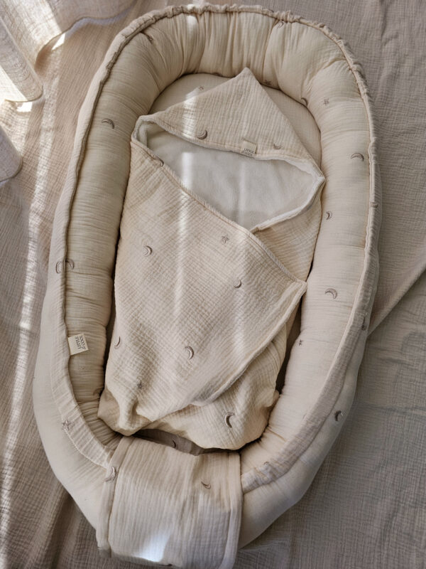 Badcape/Wikkeldoek Moons & Stars beige