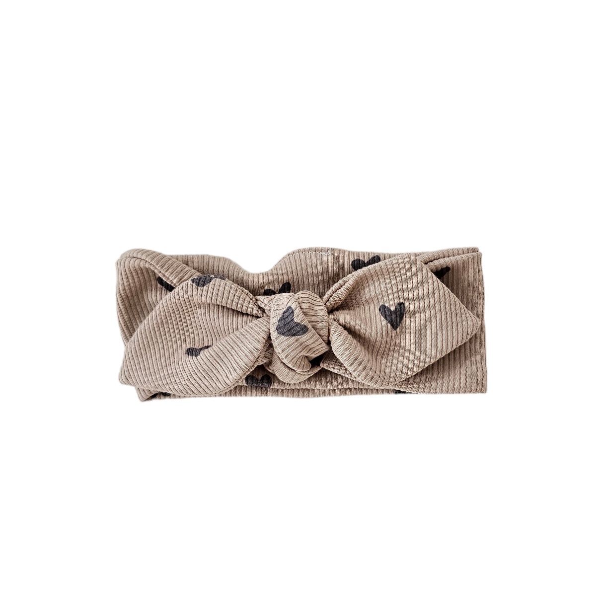 Haarband Breed - Hartjes dark beige - 62 cm