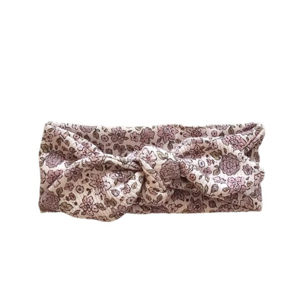 Haarband Breed - Purple flowers rib