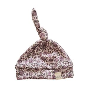 Newborn Mutsje los - Purple flowers rib