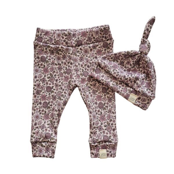 Newborn set - Purple flowers rib