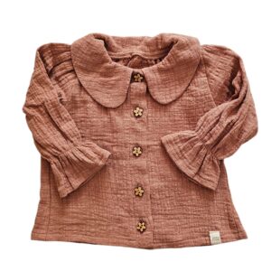 Blouse mousseline linnen klei roze