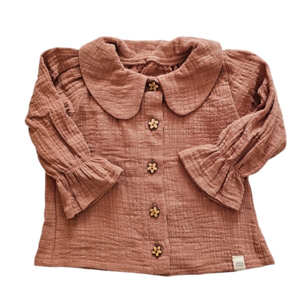 Blouse mousseline linnen klei roze