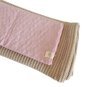 Laken  Wieg- / ledikant -  Lakentje met schulp randje & borduur flowers pink