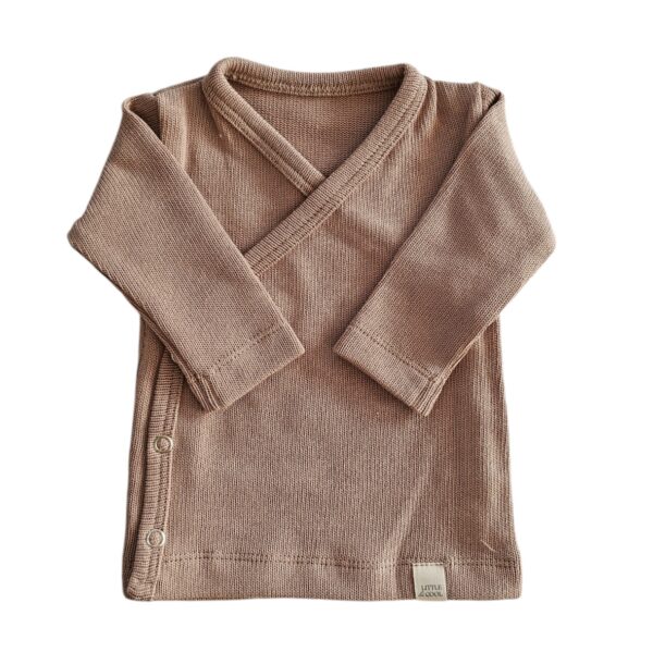 Longsleeve - overslag gebreid dark beige