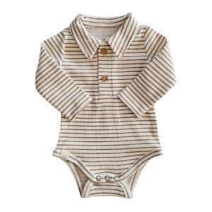 Romper - Polo rib streep taupe