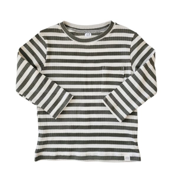 Longsleeve - Big streep rib green