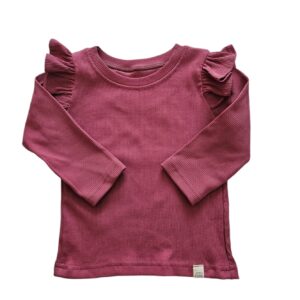 Longsleeve - RUFFLE Rib Framboos