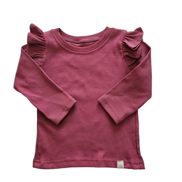 Longsleeve - RUFFLE Rib Framboos